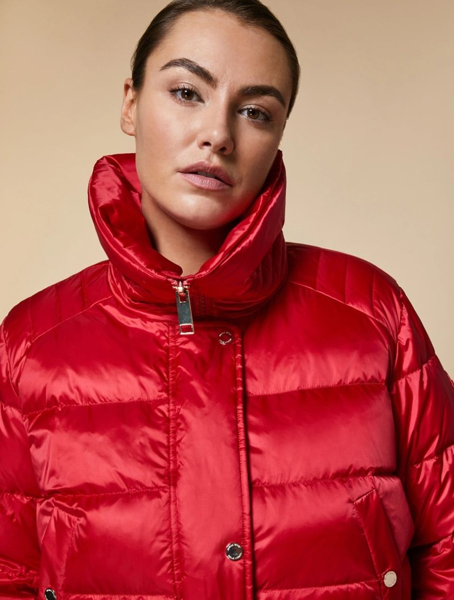 Abbigliamento Marina Rinaldi | Giubbotto Imbottito In Nylon Resistente All'Acqua Rosso