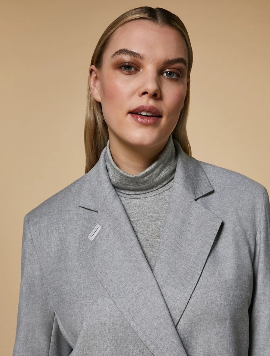 Abbigliamento Marina Rinaldi | Giacca Blazer In Flanella Grigio Chiaro