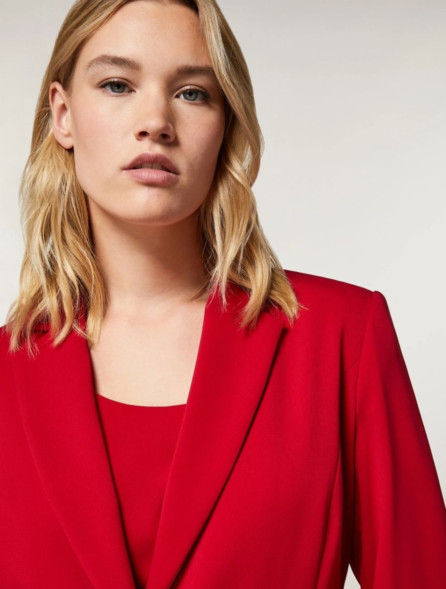 Abbigliamento Marina Rinaldi | Blazer In Tessuto Fluido Stretch Rosso