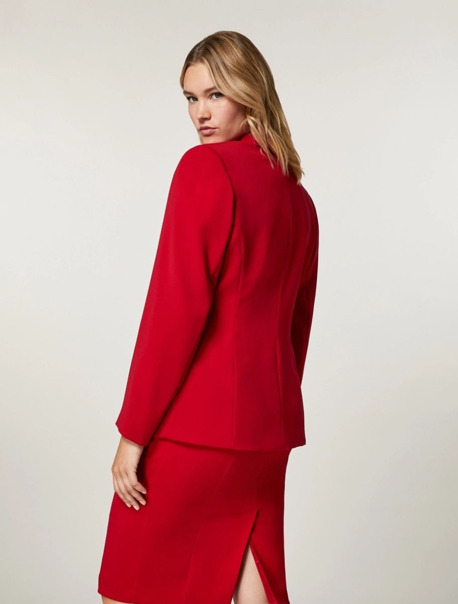 Abbigliamento Marina Rinaldi | Blazer In Tessuto Fluido Stretch Rosso