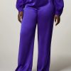 Abbigliamento Marina Rinaldi | Pantaloni In Raso Viola