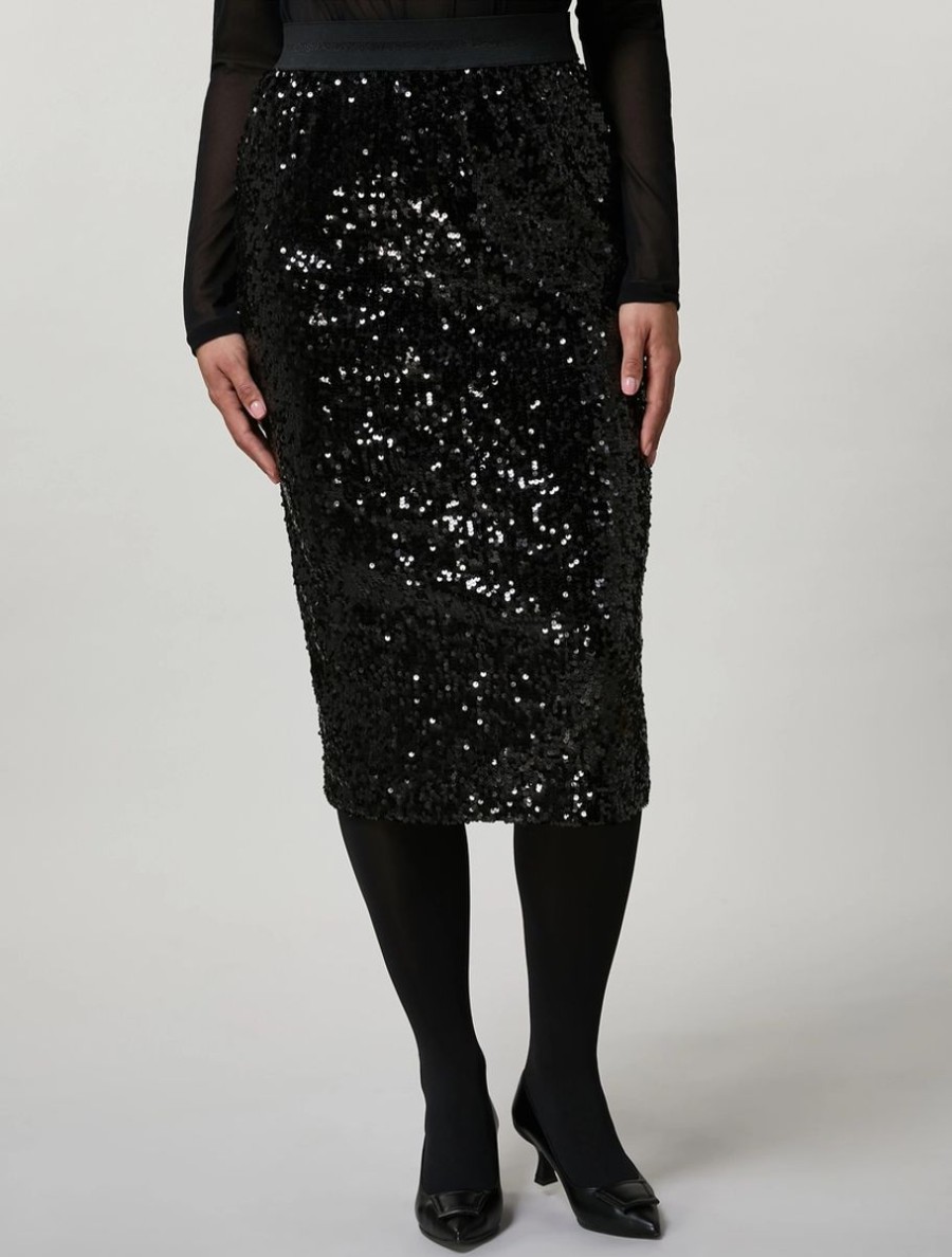 Abbigliamento Marina Rinaldi | Gonna Di Paillettes Nero