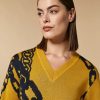 Abbigliamento Marina Rinaldi | Maglione In Misto Lana Jacquard Mostarda