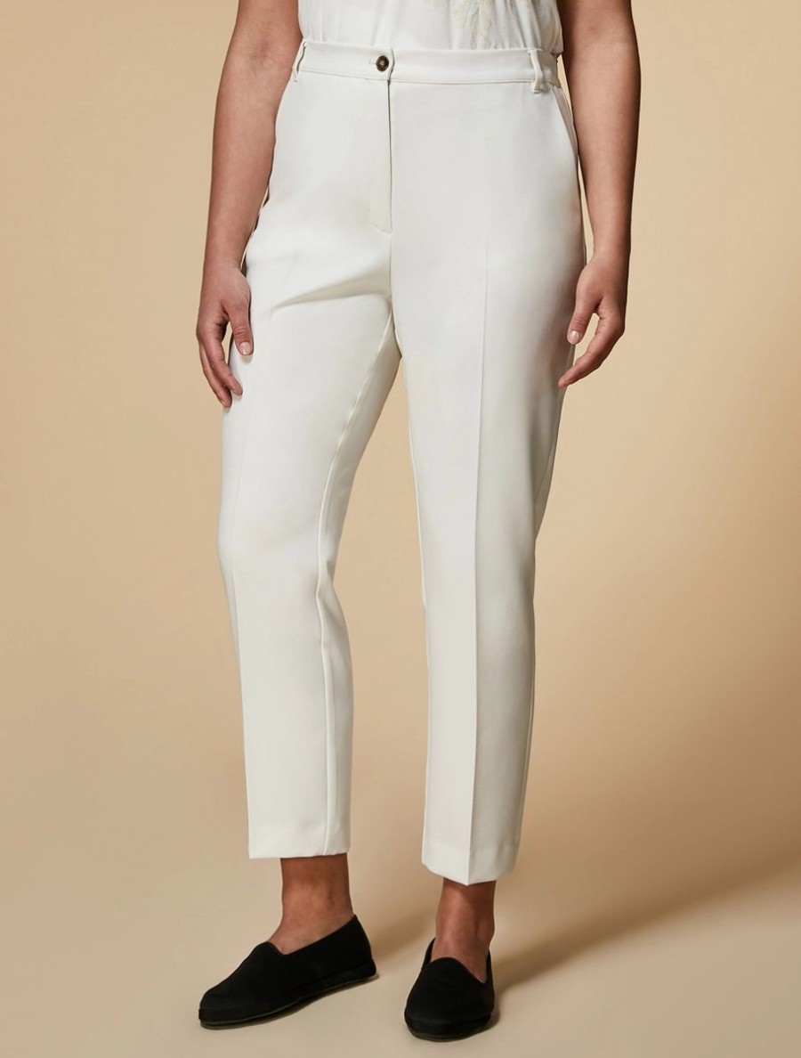 Abbigliamento Marina Rinaldi | Pantaloni In Gabardina Fluida Bianco