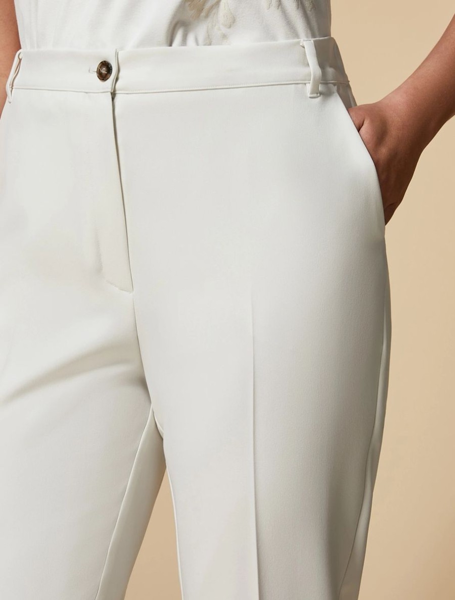 Abbigliamento Marina Rinaldi | Pantaloni In Gabardina Fluida Bianco