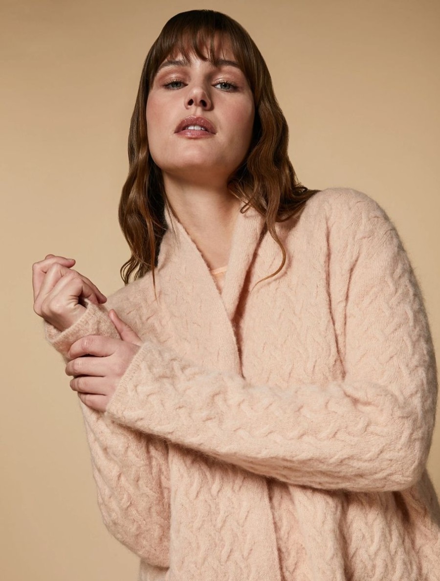 Abbigliamento Marina Rinaldi | Cardigan In Mohair E Lana Rosa