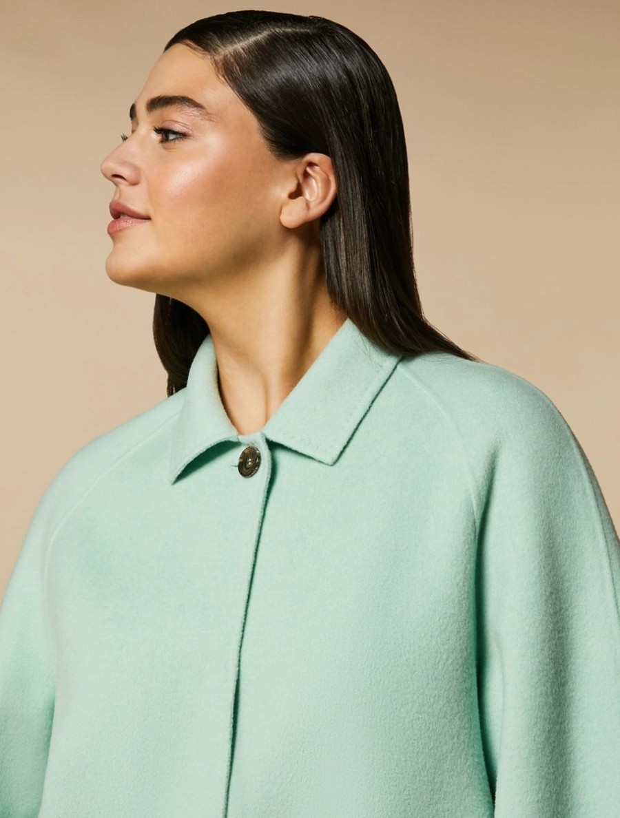 Abbigliamento Marina Rinaldi | Giacca Pesante In Lana E Cashmere Double Face Verde Pastello