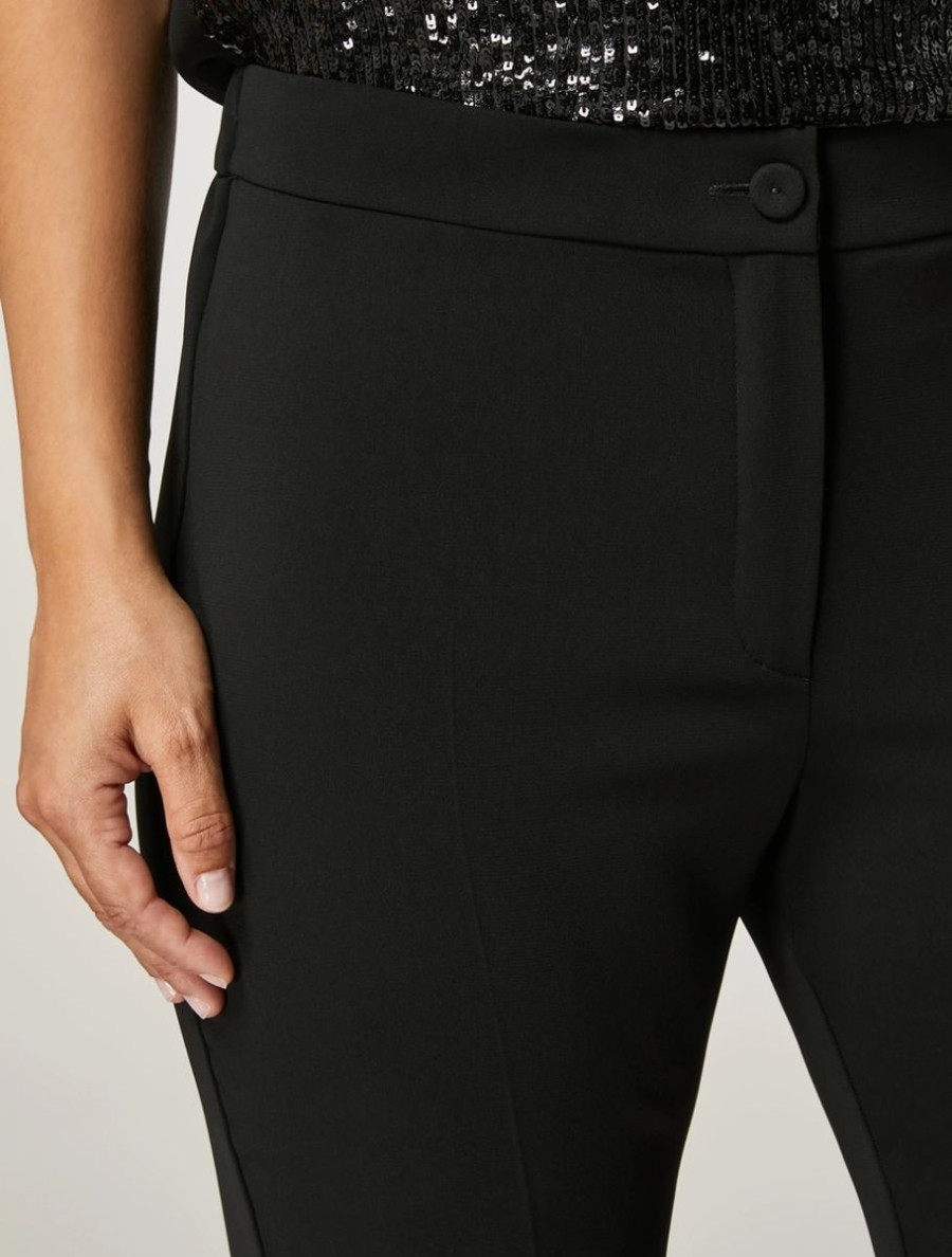 Abbigliamento Marina Rinaldi | Pantaloni In Tessuto Fluido Stretch Nero