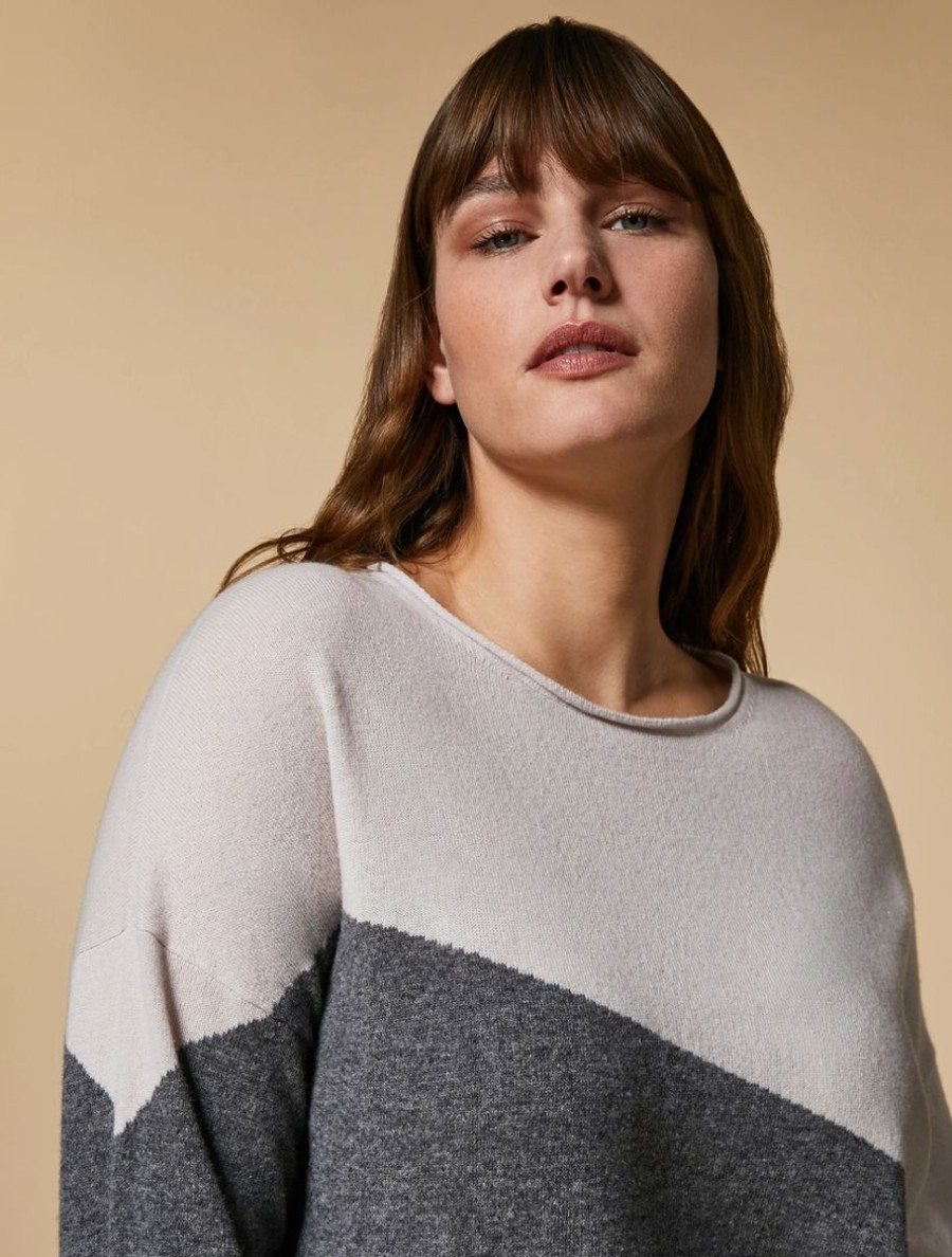 Abbigliamento Marina Rinaldi | Maglia In Lana E Cashmere Senza Cuciture Grigio Medio