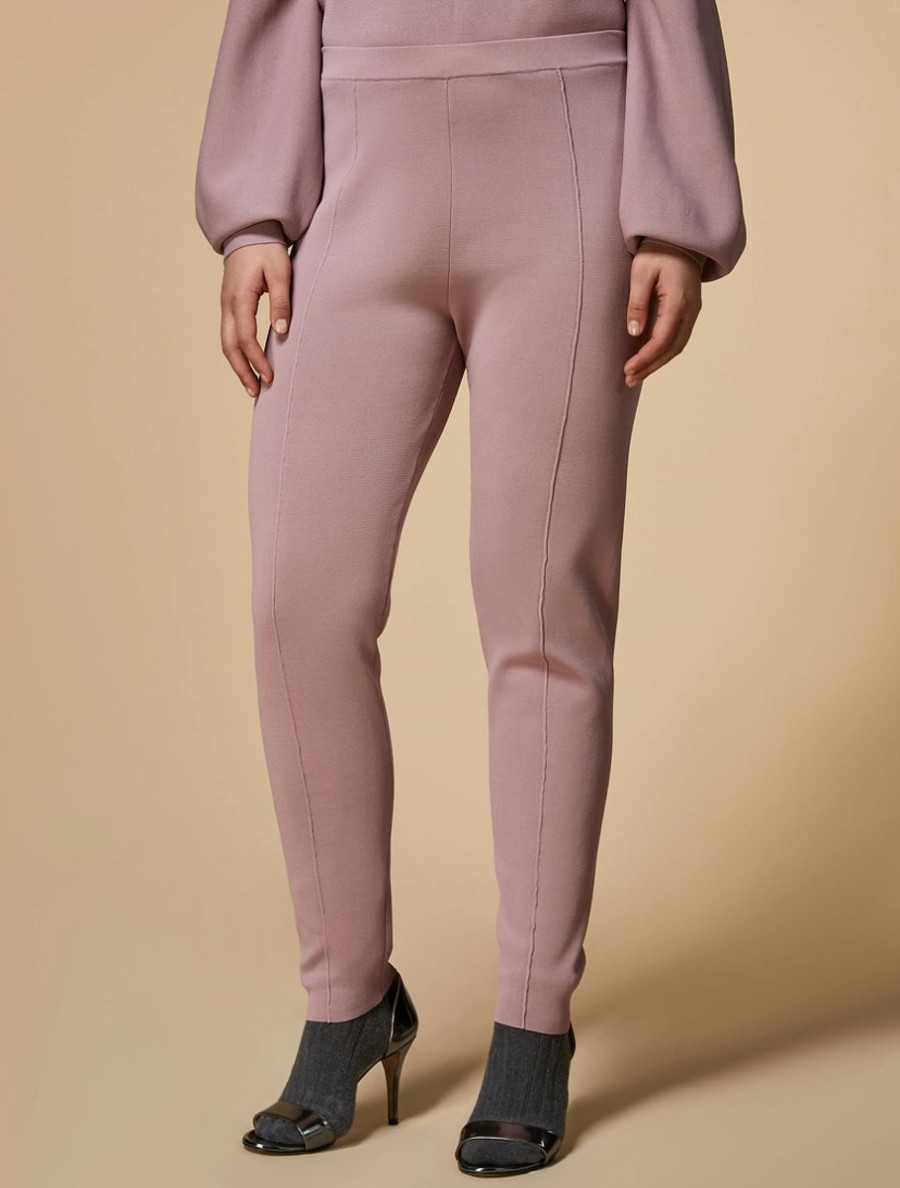 Abbigliamento Marina Rinaldi | Leggings In Maglia Di Viscosa Rosa