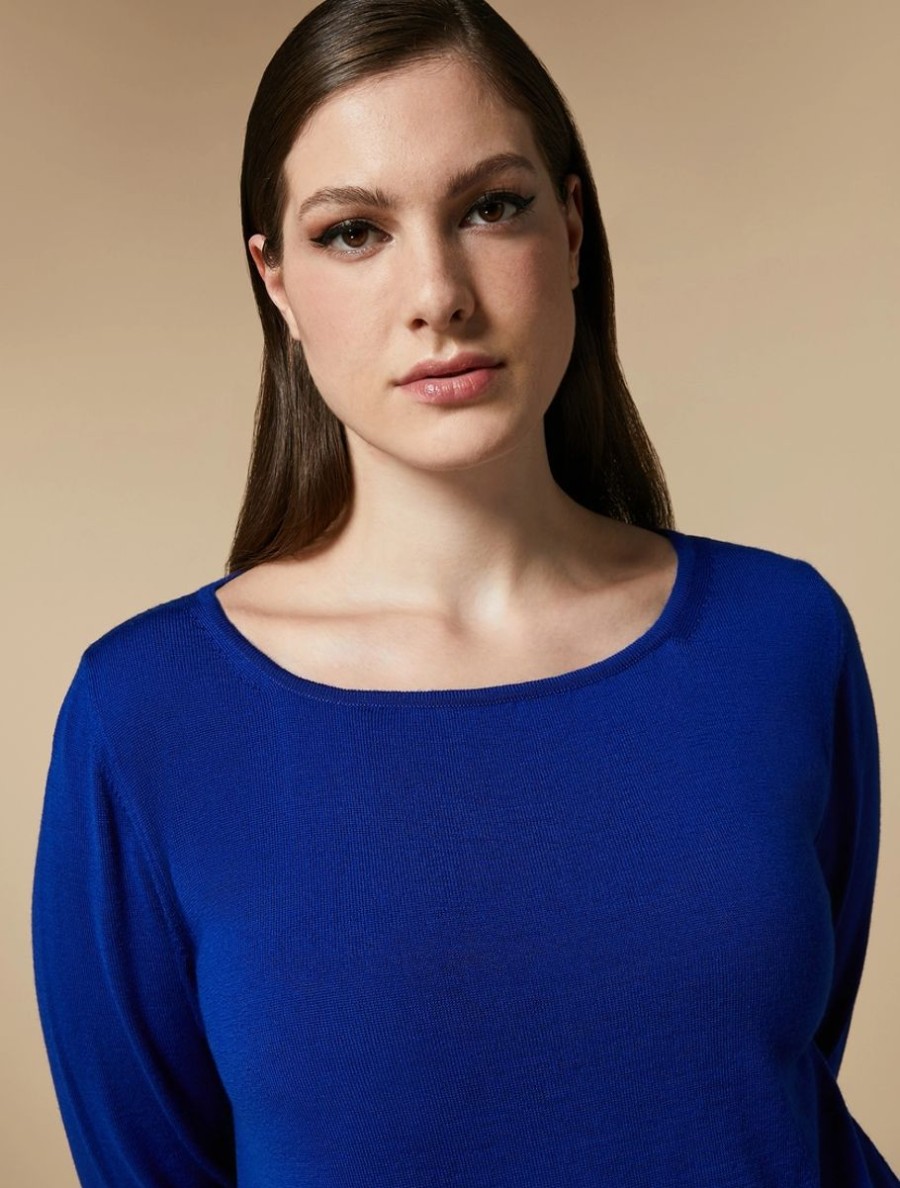 Abbigliamento Marina Rinaldi | Maglione Di Lana Blu Cina