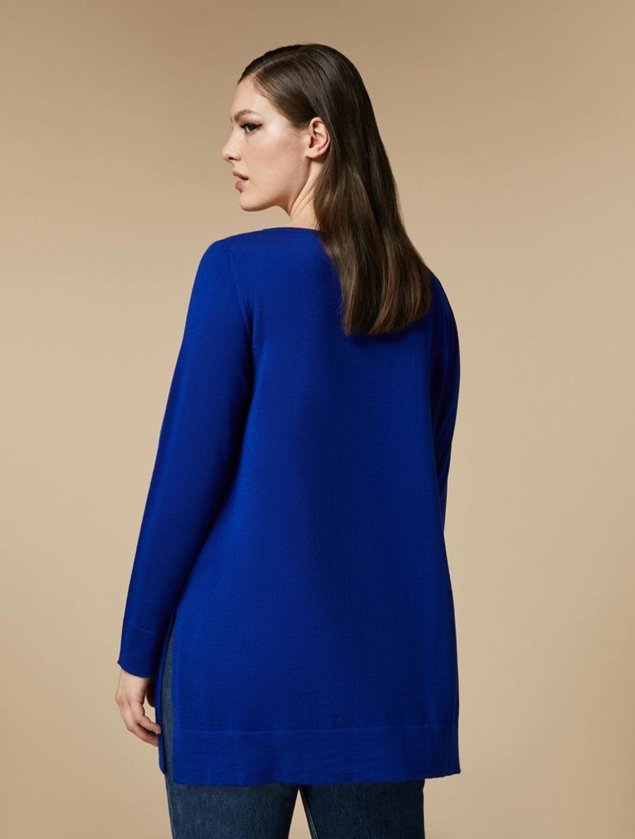 Abbigliamento Marina Rinaldi | Maglione Di Lana Blu Cina