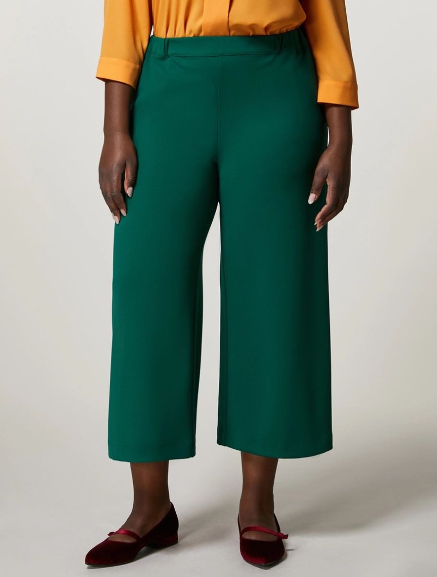 Abbigliamento Marina Rinaldi | Pantaloni In Crepe Jersey Scuba Verde Scuro