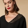 Abbigliamento Marina Rinaldi | Maglia In Crepe Di Viscosa Impreziosita Da Perle Nero