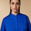 Abbigliamento Marina Rinaldi | Camicia In Crepe De Chine Blu Cina