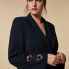 Abbigliamento Marina Rinaldi | Giacca Blazer In Triacetato Ricamato Blu Notte