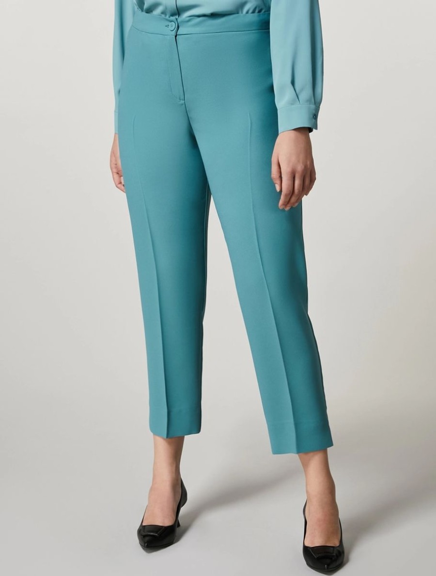 Abbigliamento Marina Rinaldi | Pantaloni In Crepe Envers Satin Sci Blu