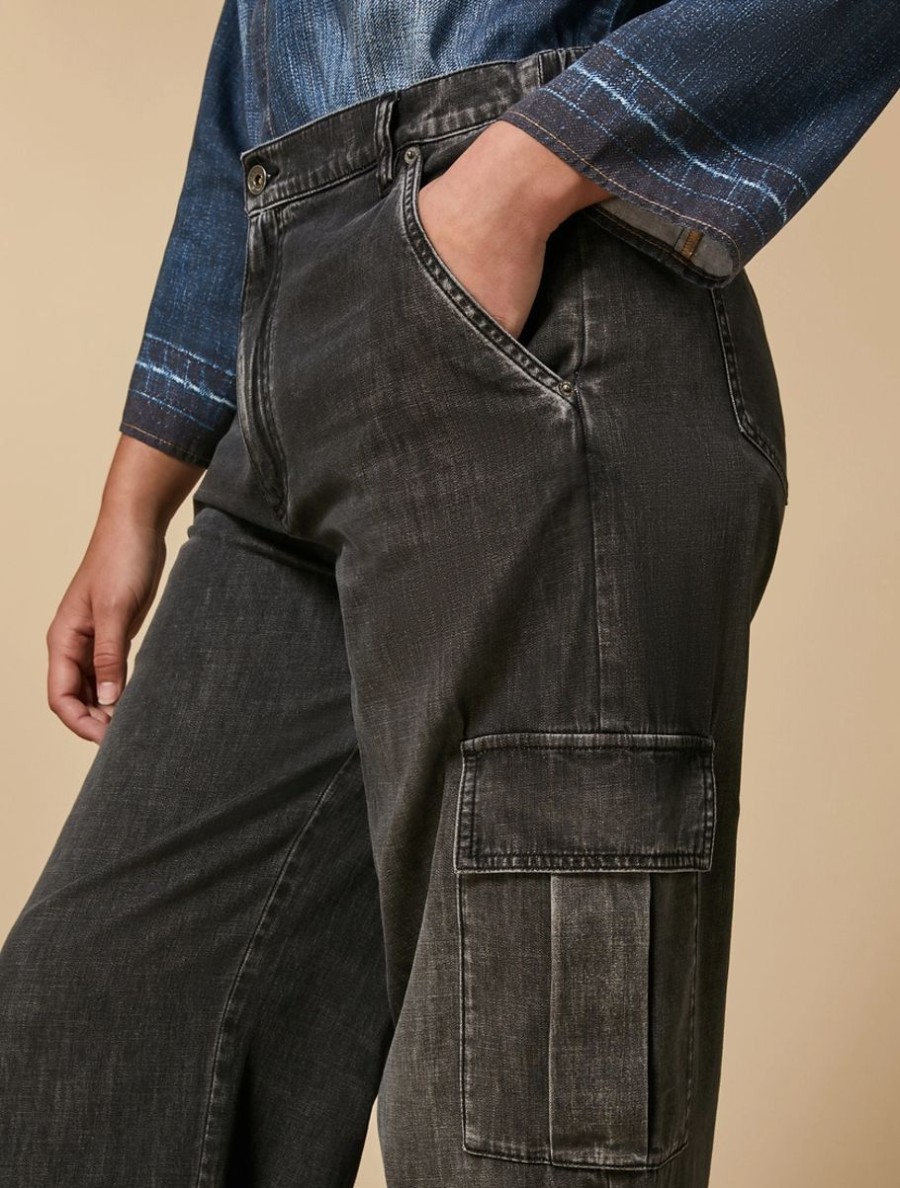 Abbigliamento Marina Rinaldi | Jeans Cargo In Denim Grigio Scuro