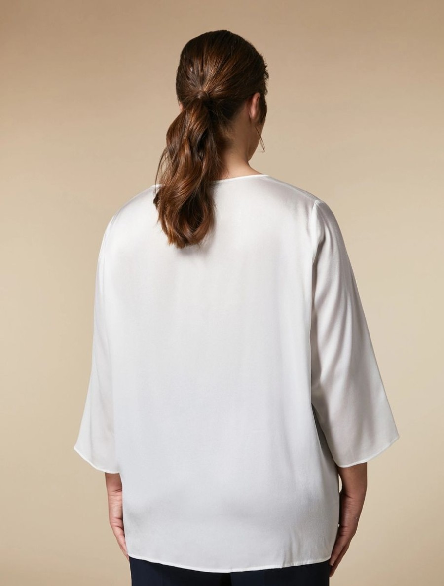 Abbigliamento Marina Rinaldi | Blusa Squadrata In Satin Bianco