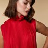 Abbigliamento Marina Rinaldi | Abito In Crepe Plissettato Rosso