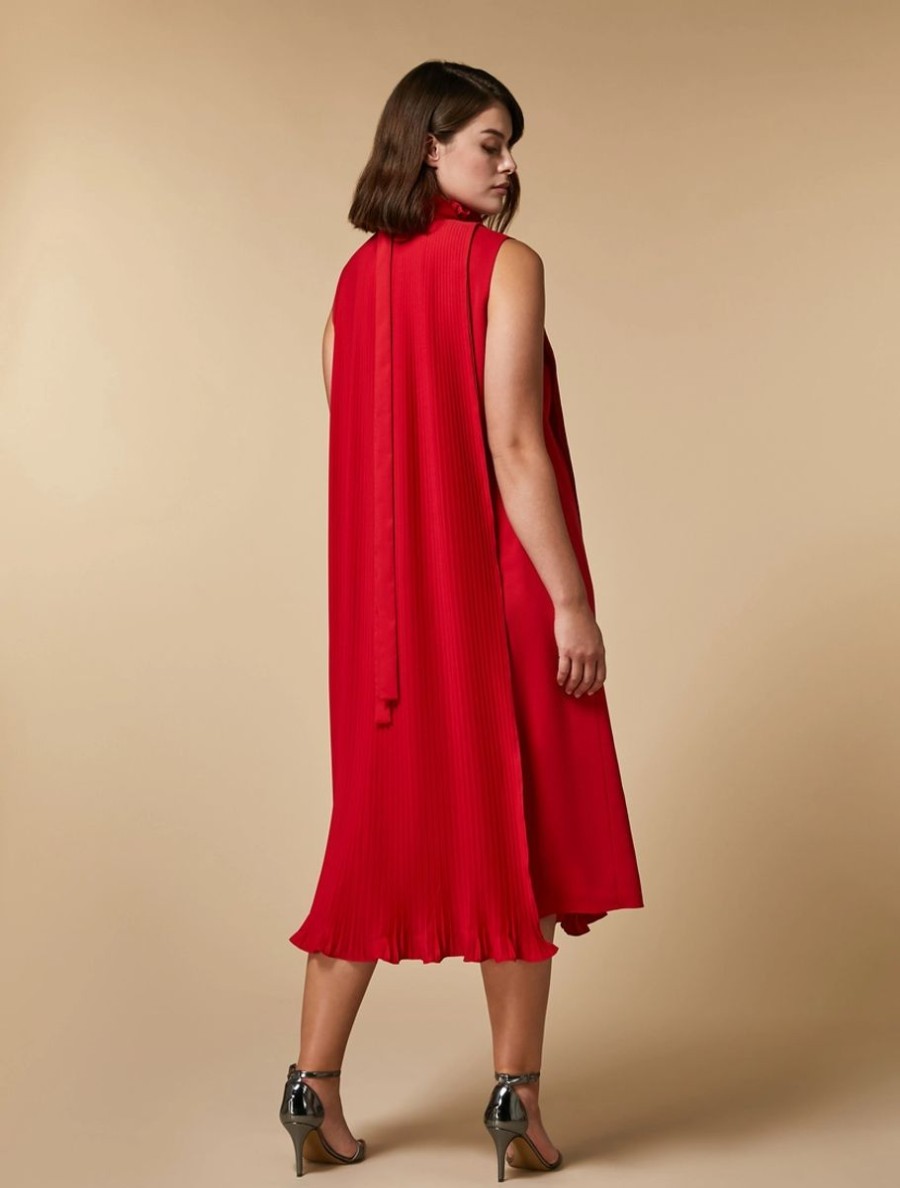 Abbigliamento Marina Rinaldi | Abito In Crepe Plissettato Rosso