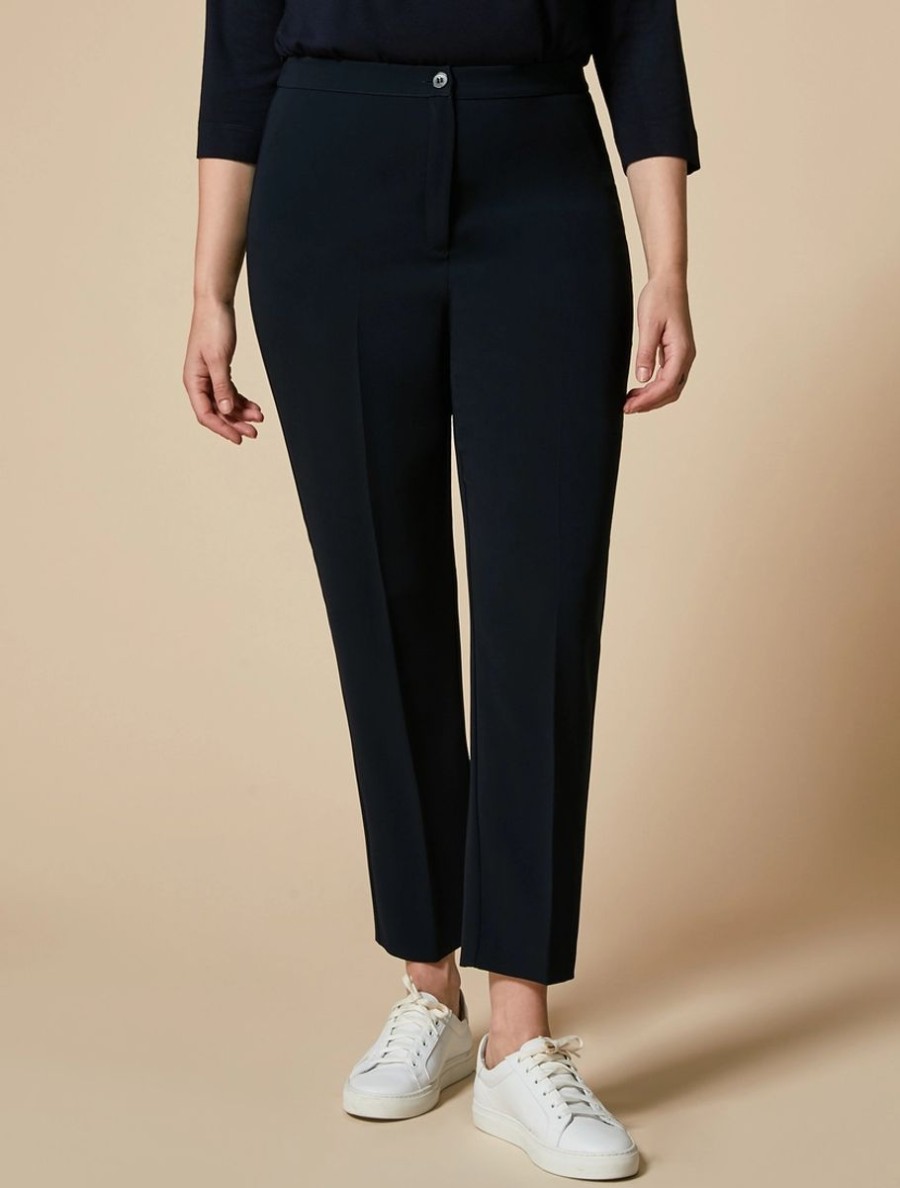 Abbigliamento Marina Rinaldi | Pantaloni Slim In Cady Triacetato Blu Notte