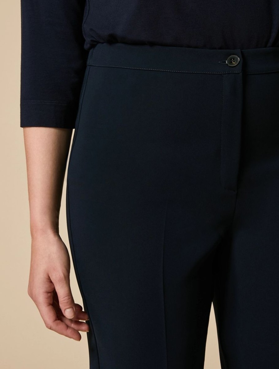 Abbigliamento Marina Rinaldi | Pantaloni Slim In Cady Triacetato Blu Notte