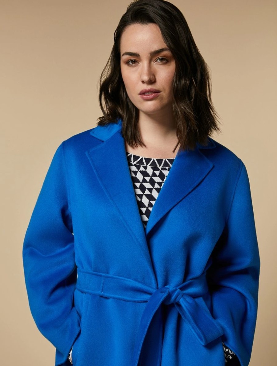 Abbigliamento Marina Rinaldi | Cappotto In Misto Lana Double Blu Fiordaliso