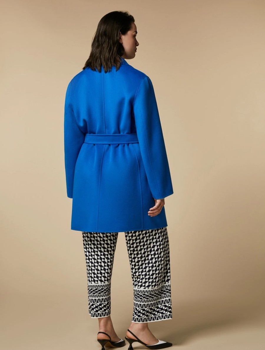 Abbigliamento Marina Rinaldi | Cappotto In Misto Lana Double Blu Fiordaliso