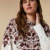 Abbigliamento Marina Rinaldi | Camicia In Popeline Con Decorazioni Stampate Rosso