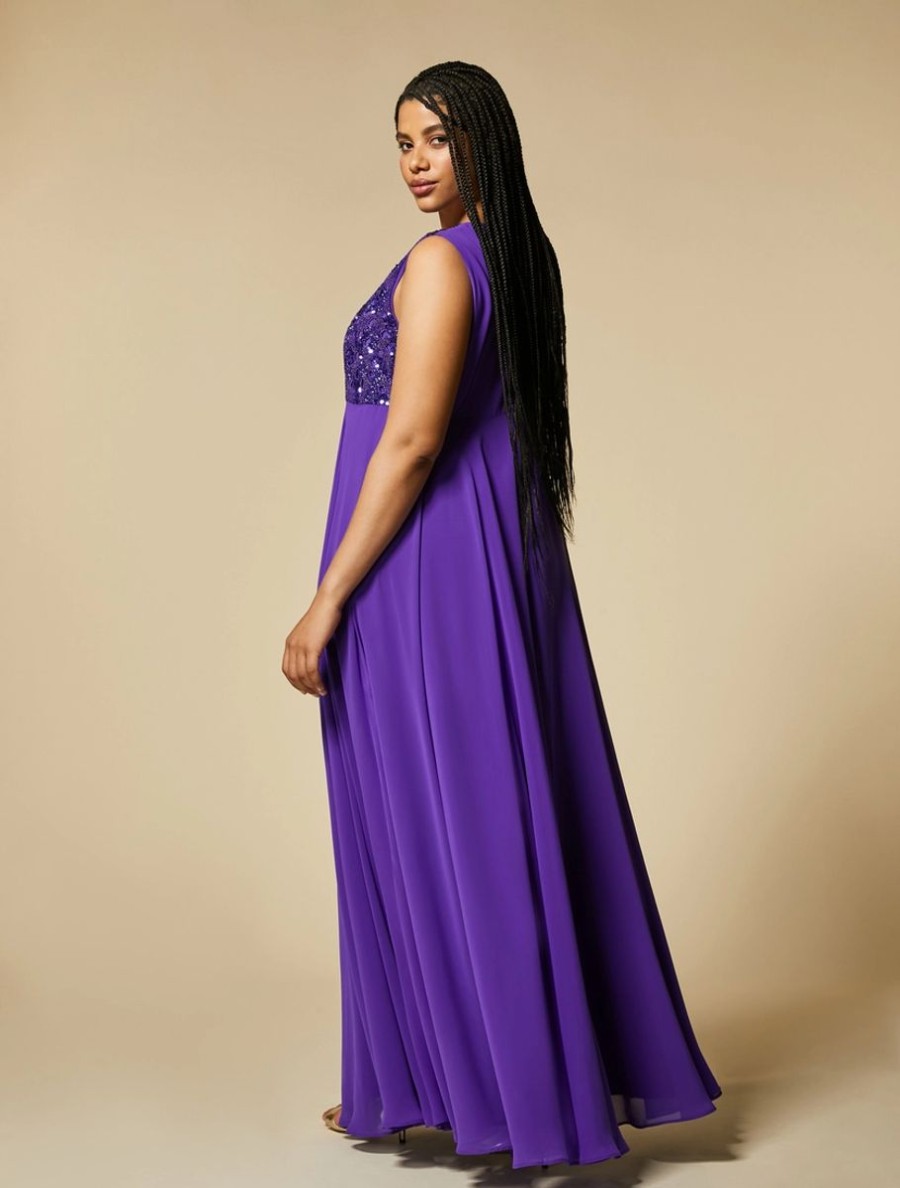 Abbigliamento Marina Rinaldi | Abito In Georgette Crepe Viola