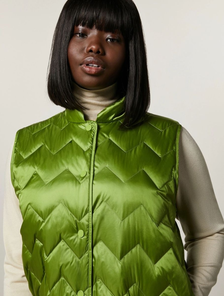 Abbigliamento Marina Rinaldi | Gilet Imbottito In Piuma Verde