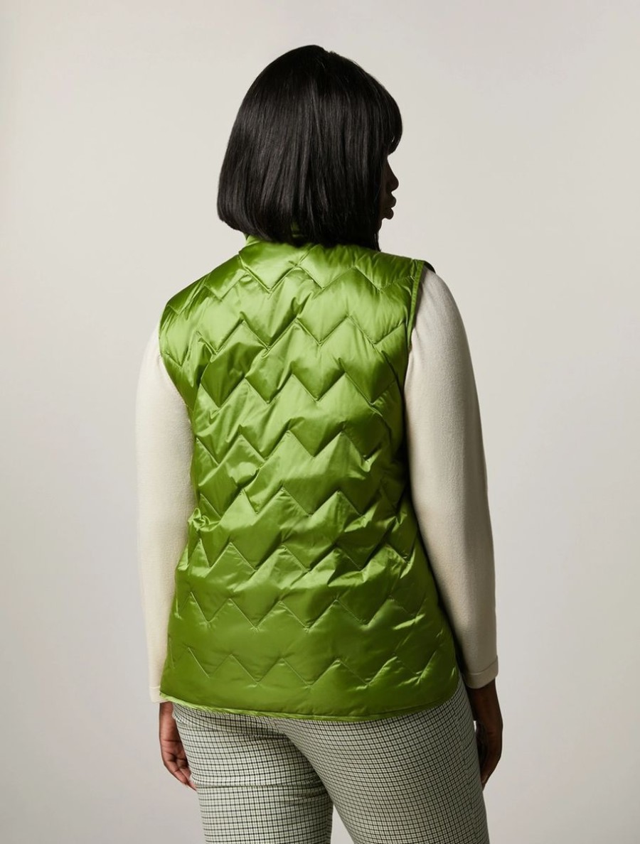 Abbigliamento Marina Rinaldi | Gilet Imbottito In Piuma Verde