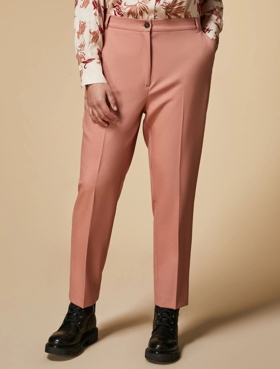 Abbigliamento Marina Rinaldi | Pantaloni In Gabardina Fluida Rosa