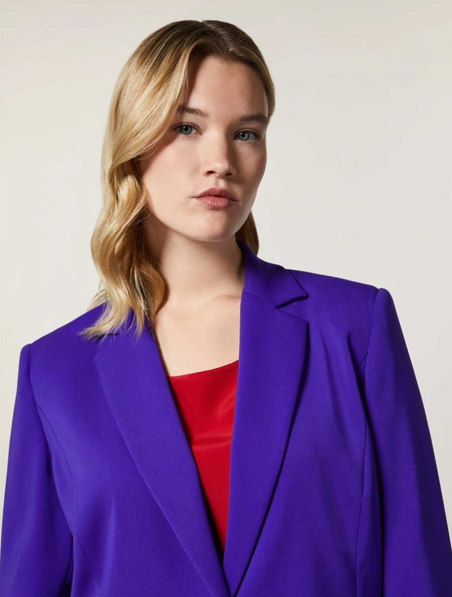 Abbigliamento Marina Rinaldi | Blazer In Tessuto Fluido Stretch Viola