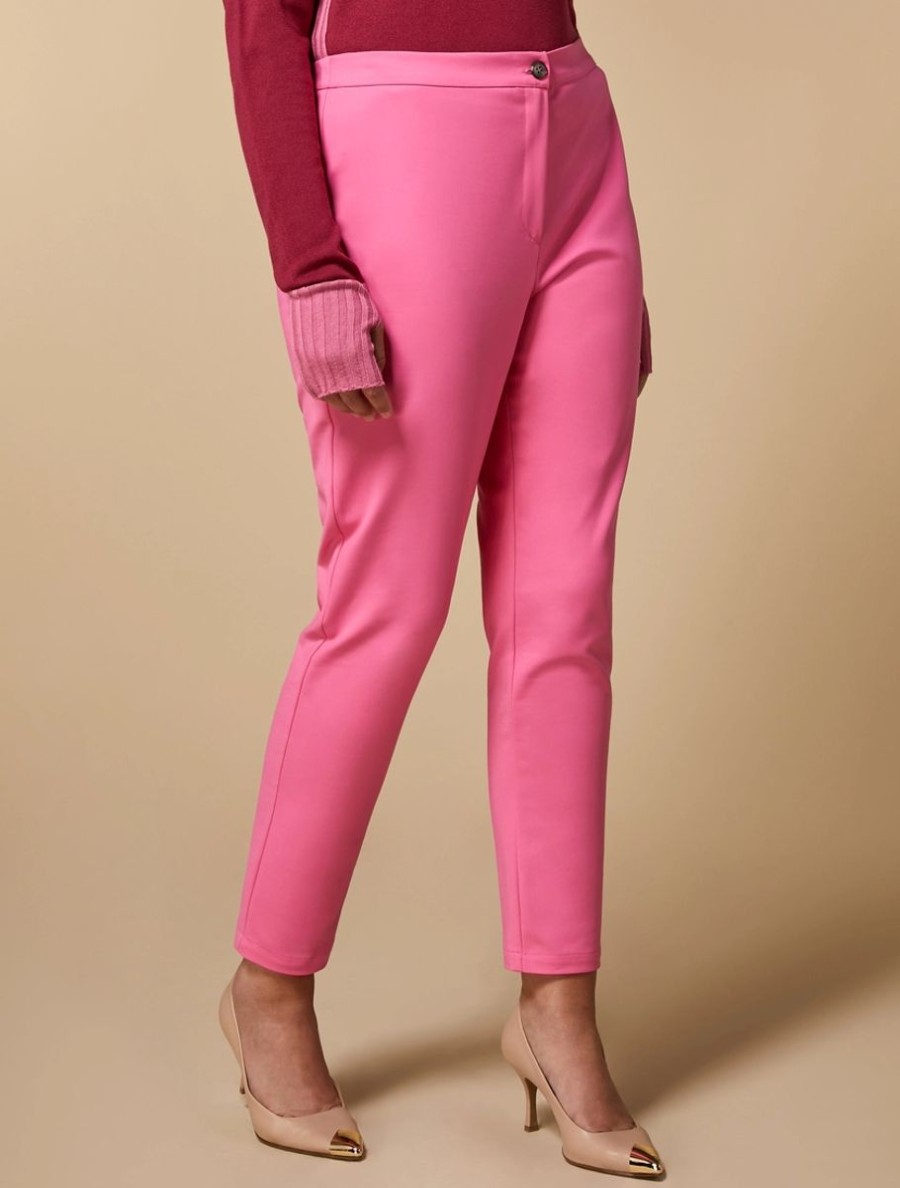 Abbigliamento Marina Rinaldi | Pantaloni In Misto Cotone Rosa