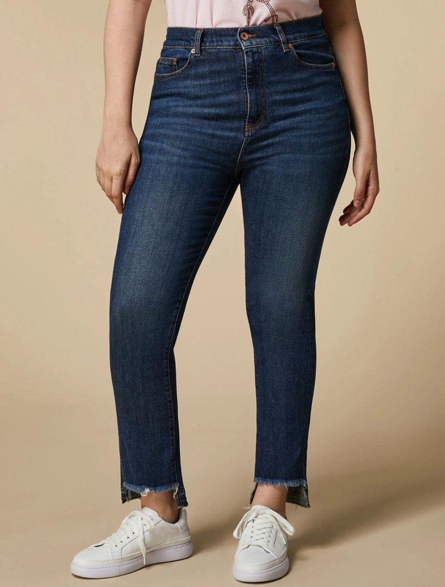 Abbigliamento Marina Rinaldi | Jeans Slim In Denim Di Cotone Blu Notte