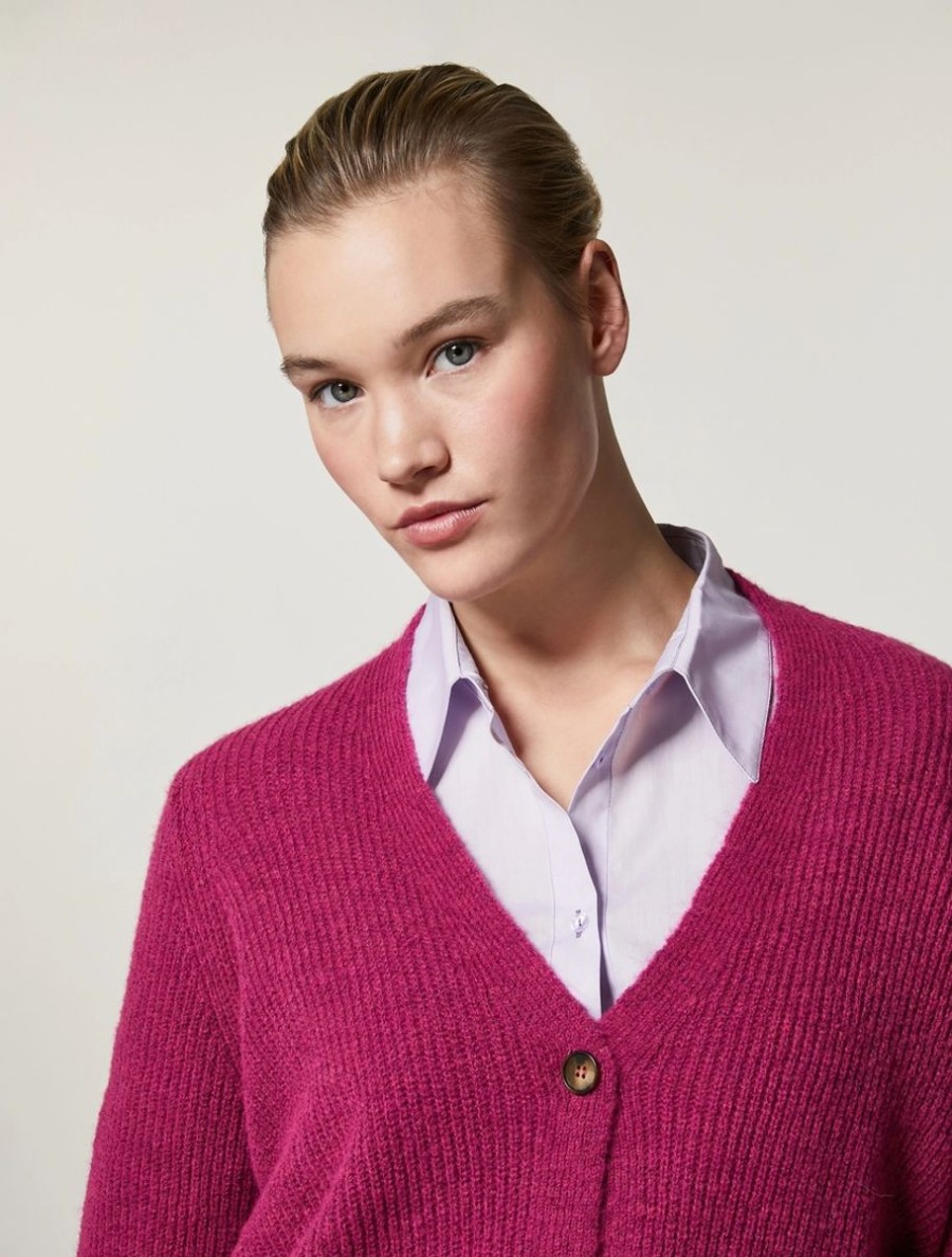 Abbigliamento Marina Rinaldi | Cardigan In Misto Lana Fucsia