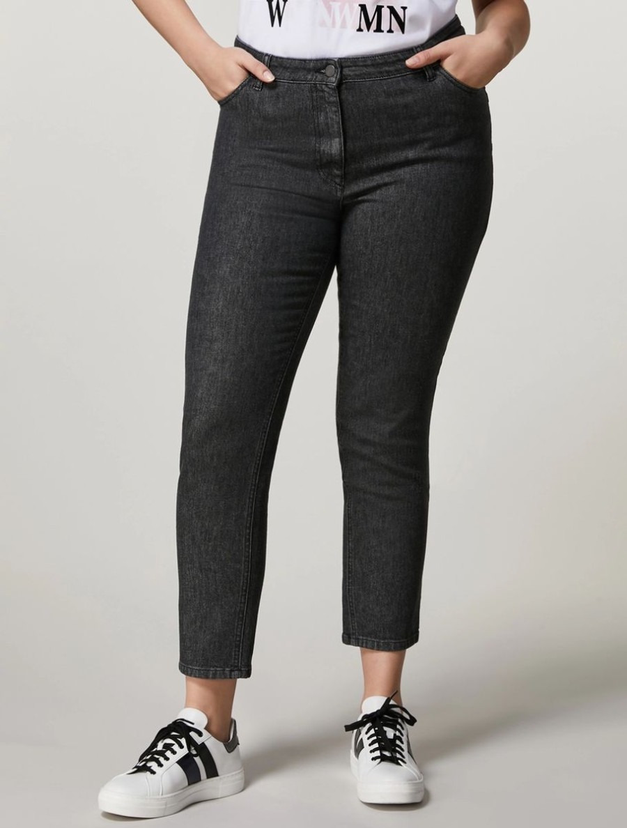 Abbigliamento Marina Rinaldi | Pantaloni In Denim Di Cotone Nero