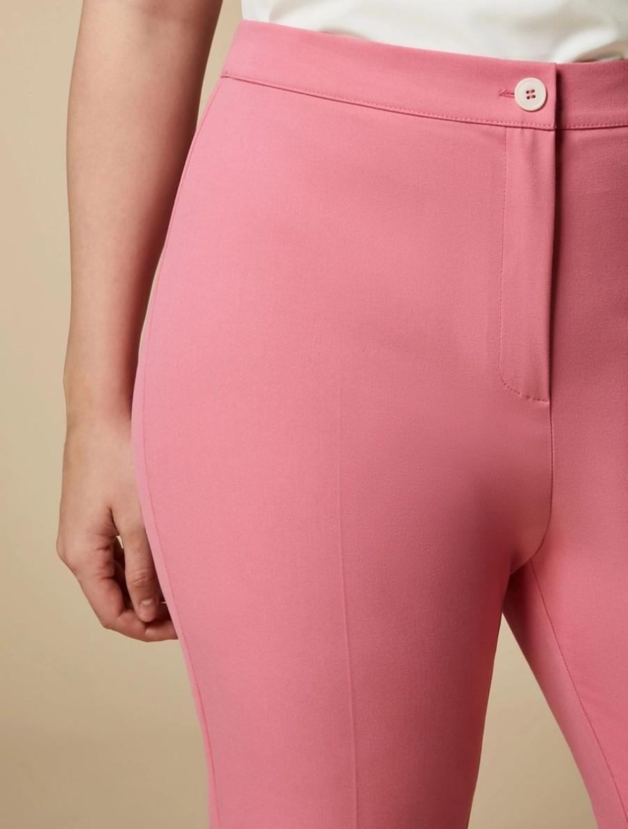 Abbigliamento Marina Rinaldi | Pantaloni Slim In Tela Stretch Rosa