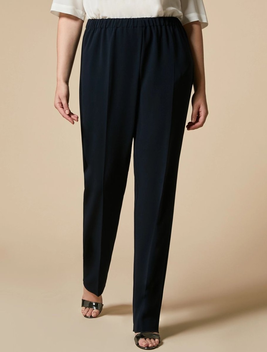 Abbigliamento Marina Rinaldi | Pantaloni Classici In Cady Triacetato Blu Notte