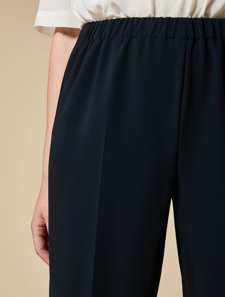 Abbigliamento Marina Rinaldi | Pantaloni Classici In Cady Triacetato Blu Notte