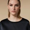 Abbigliamento Marina Rinaldi | T-Shirt In Jersey Di Raso E Crepe Nero