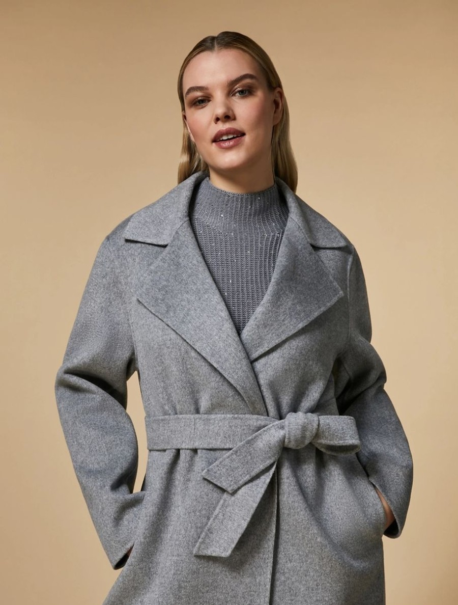 Abbigliamento Marina Rinaldi | Cappotto In Pura Lana Double Grigio Medio