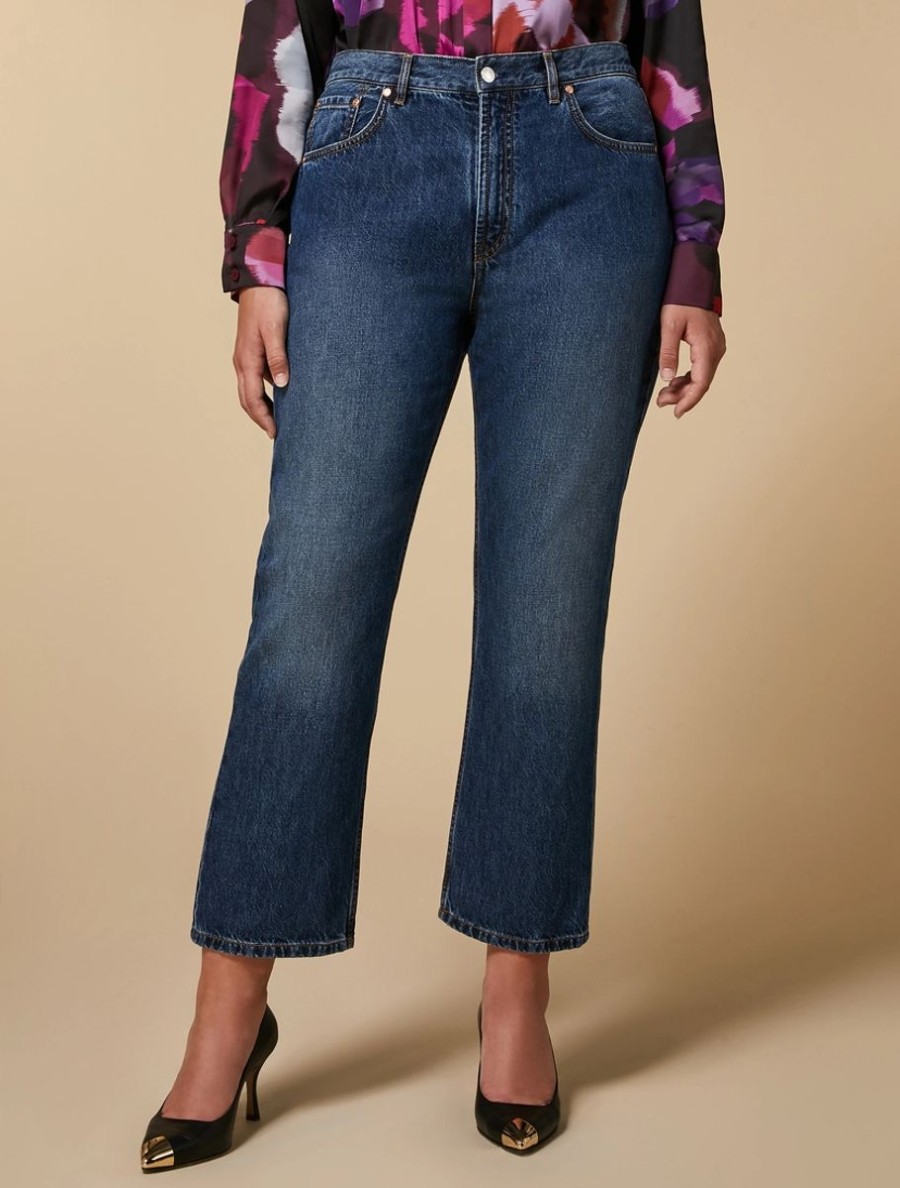 Abbigliamento Marina Rinaldi | Jeans Svasati In Denim Sci Blu