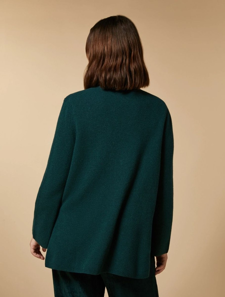 Abbigliamento Marina Rinaldi | Cardigan In Lana E Cashmere Verde Scuro