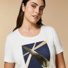 Abbigliamento Marina Rinaldi | T-Shirt In Jersey Con Decorazioni Stampate Bianco