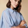 Abbigliamento Marina Rinaldi | Camicia In Georgette Crepe Sci Blu