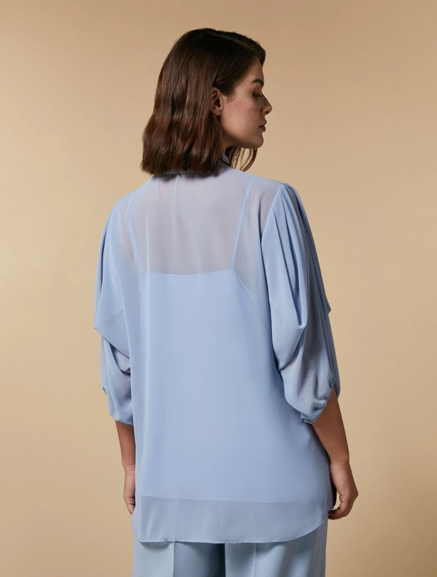 Abbigliamento Marina Rinaldi | Camicia In Georgette Crepe Sci Blu