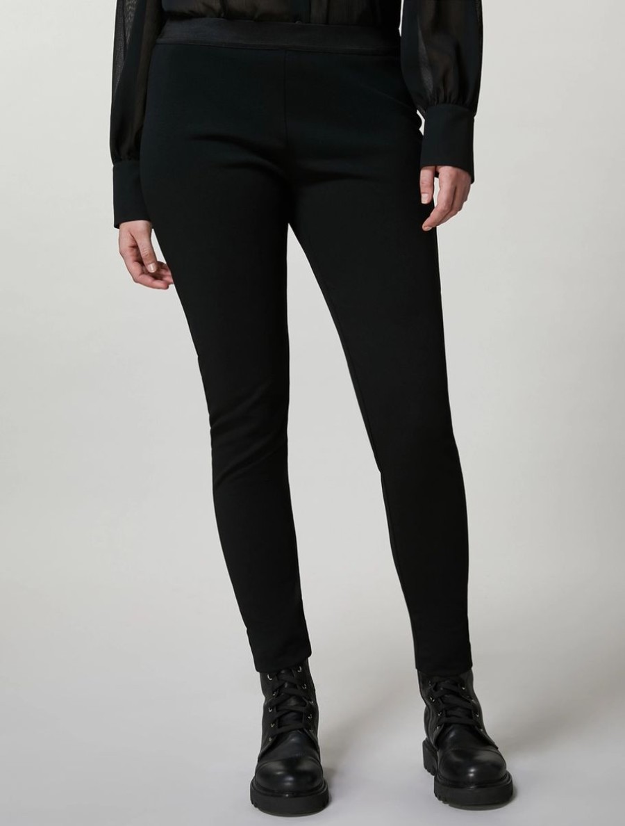 Abbigliamento Marina Rinaldi | Leggings In Maglia Elasticizzata Nero